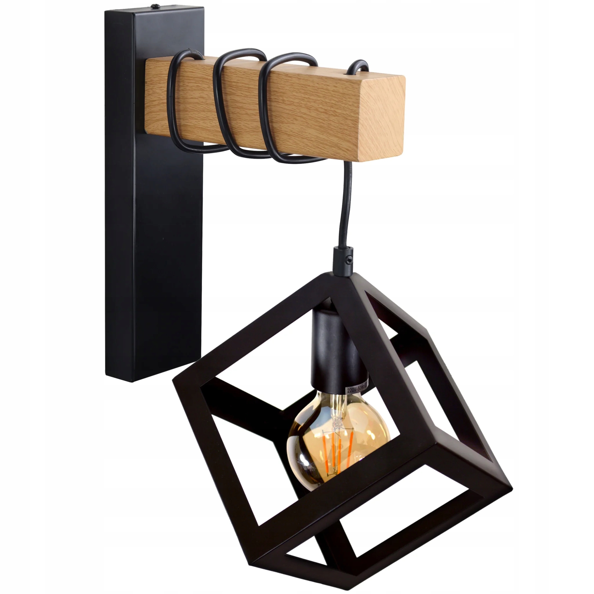 Goldlux metalowy kinkiet ścienny Loft Sweden Wood E27 38cm czarny 314604