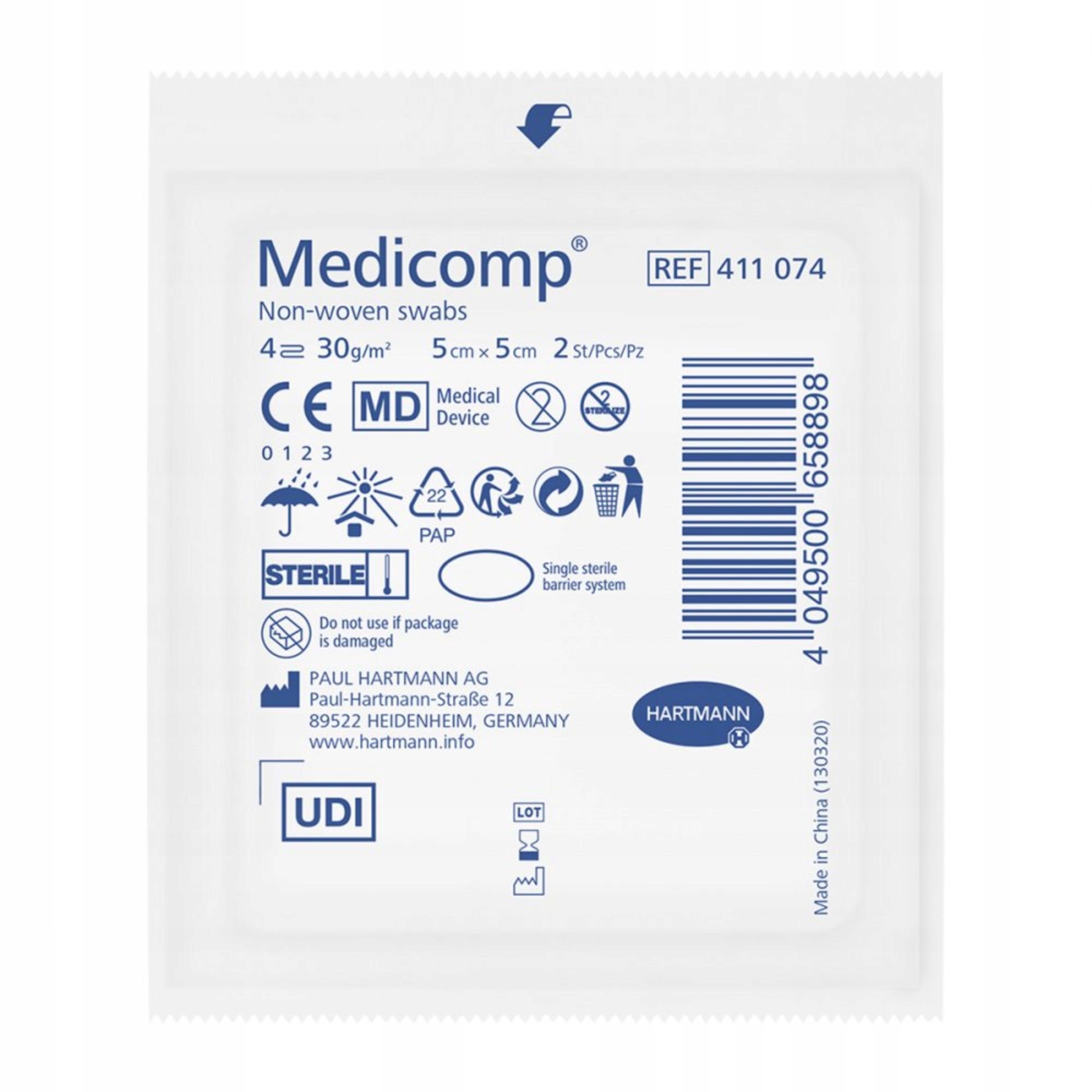 Hartmann Medicomp Kompresy jałowe 5x5cm 25 x 2 szt Wyrób medyczny tak