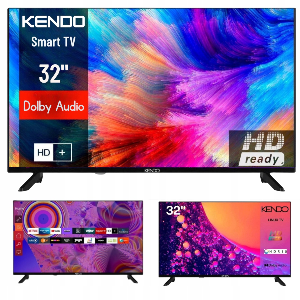Telewizor Smart Tv Led 32" Kendo 3251B Wifi HDR10 DVBT2 Hevc Hd Bezramkowy