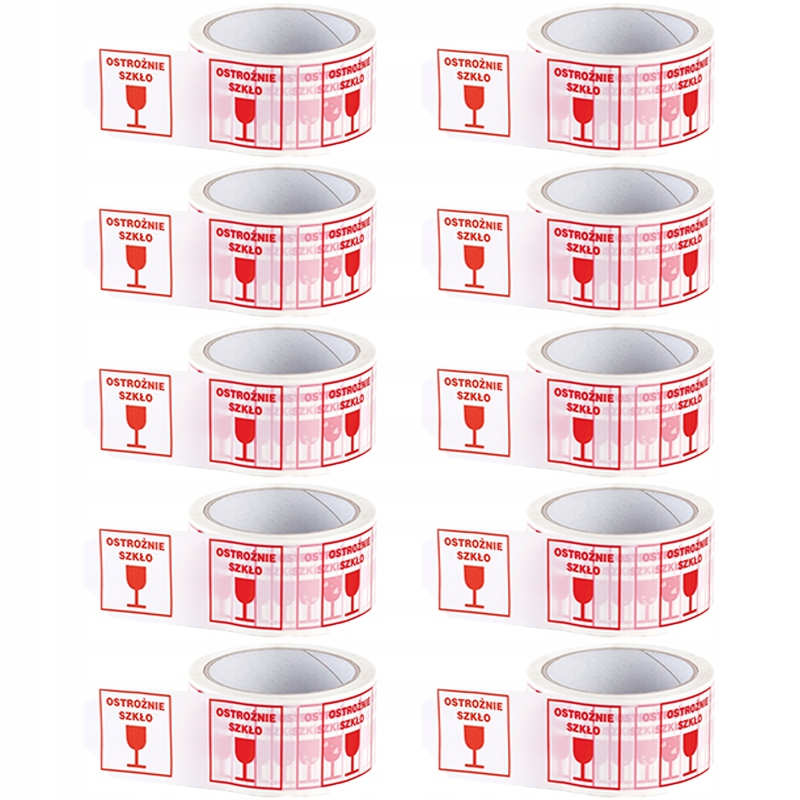 

Taśma Pakowa Klejąca Ostrzegawcza Ostrożnie Szkło