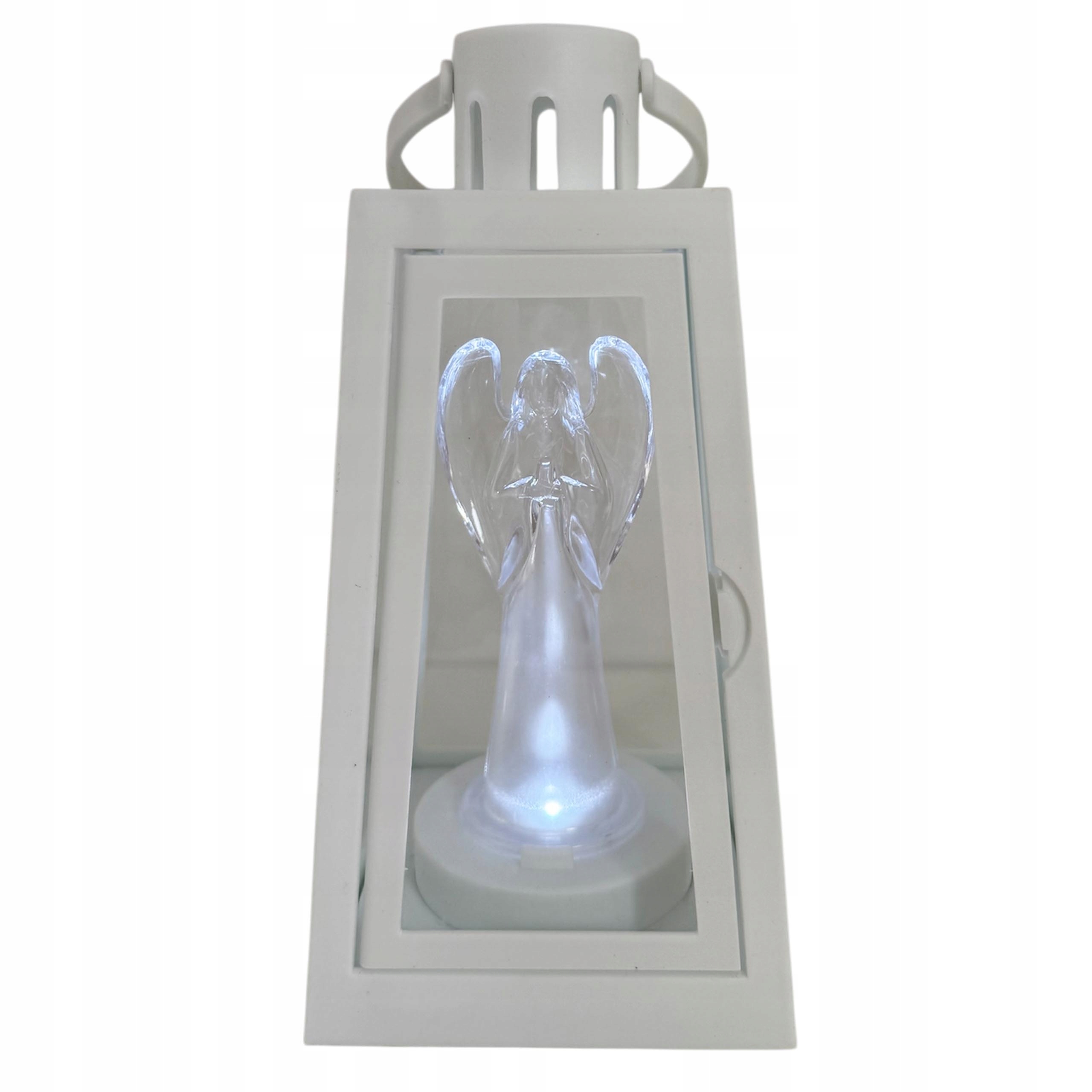ZNICZ LATARENKA ANIOŁEK LED ZNICZE NA BATERIE LAMPION BIAŁY FIGURKA ANIOŁ