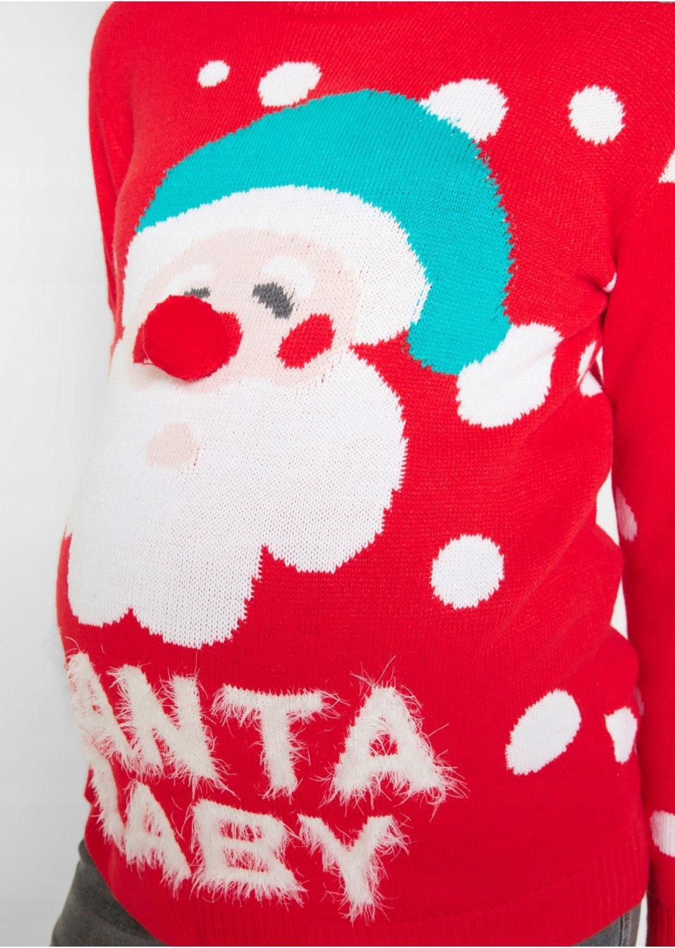 Bonprix 36 SWETER CIĄŻOWY MOTYW ŚWIĄTECZNY Dekolt okrągły