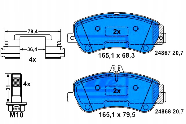 Ate Brzdové Destičky Mercedes Glk 350 (204.956) (X