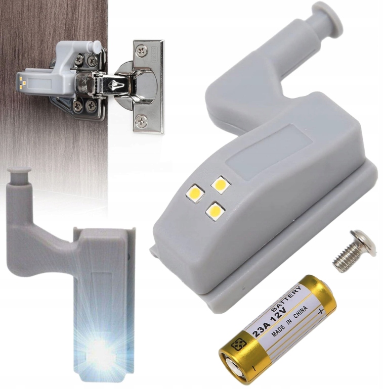 LAMPKA LED DO SZAFY SZAFKI NA ZAWIAS DRZWI DRZWICZKI AUTOMATYCZNE WŁĄCZANIE