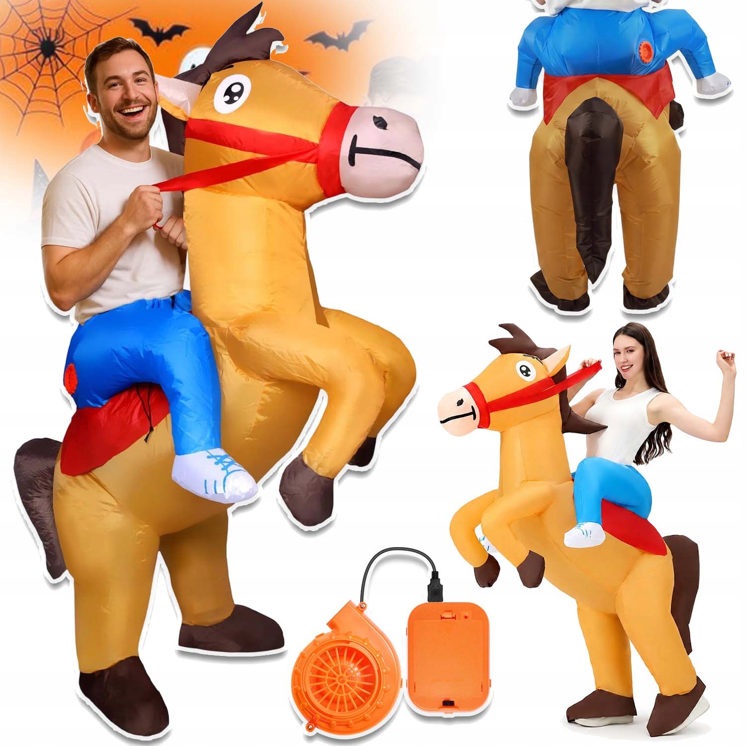 Nafukovací Kostým Kůň Jezdec Na Koni Halloweenský Kostým Pro 1.5-1.9 M