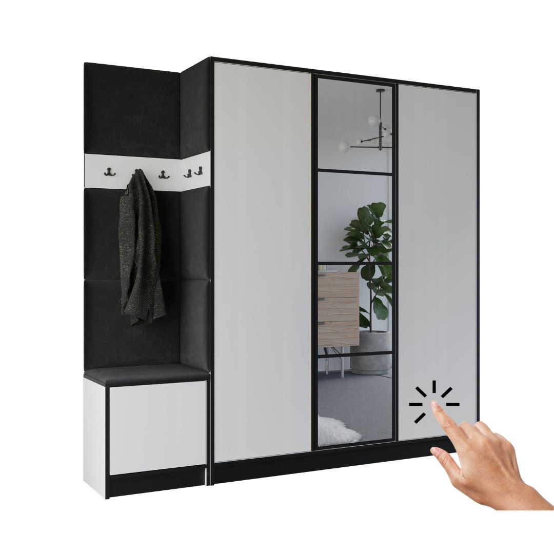 Šatní skříň Costa 14 bílá černá tkanina Vzor 1