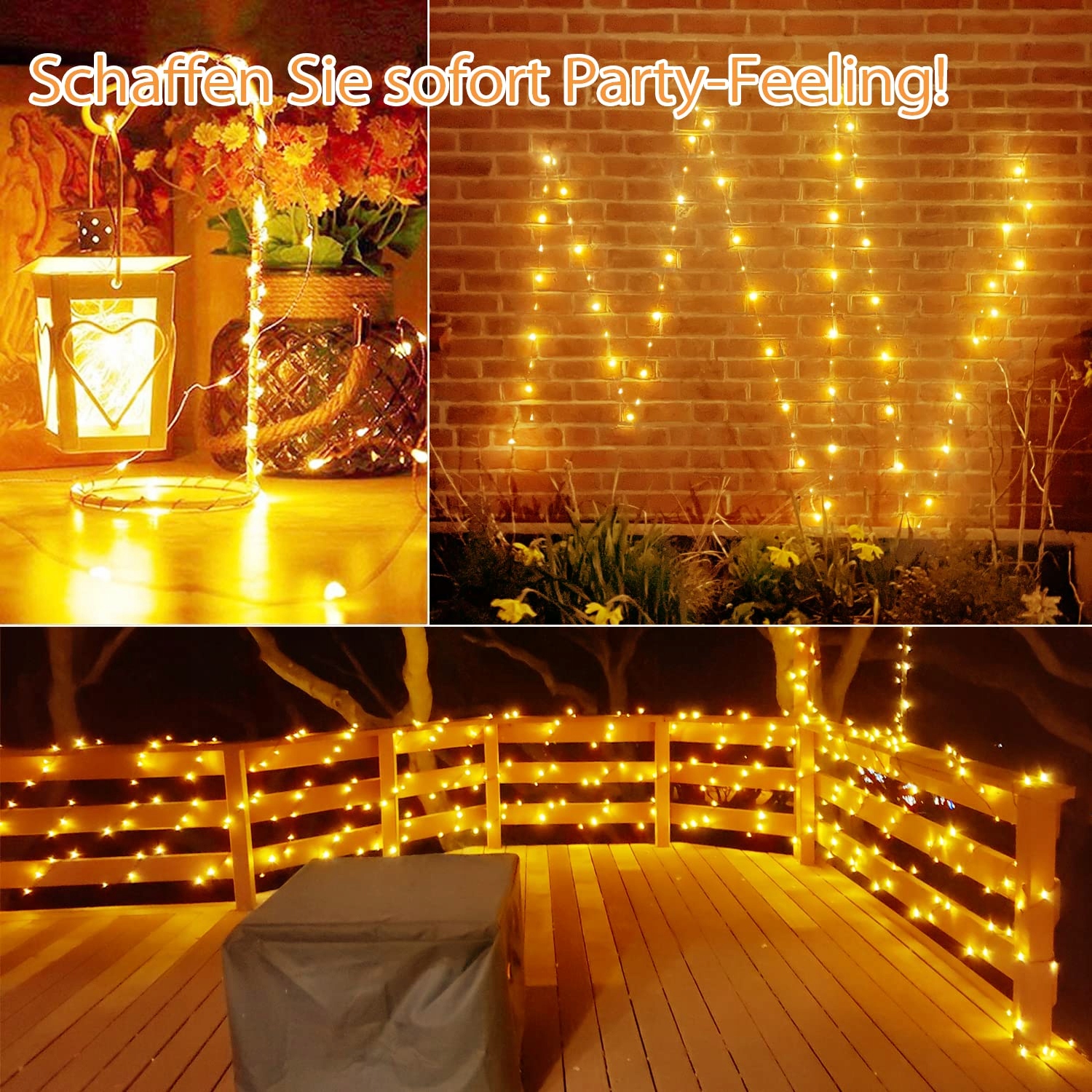 GCSTNN Zestaw 2x 5M 50 LED Lampki Solarne IP65 Ogród Balkon Drzewka — miniatura 7