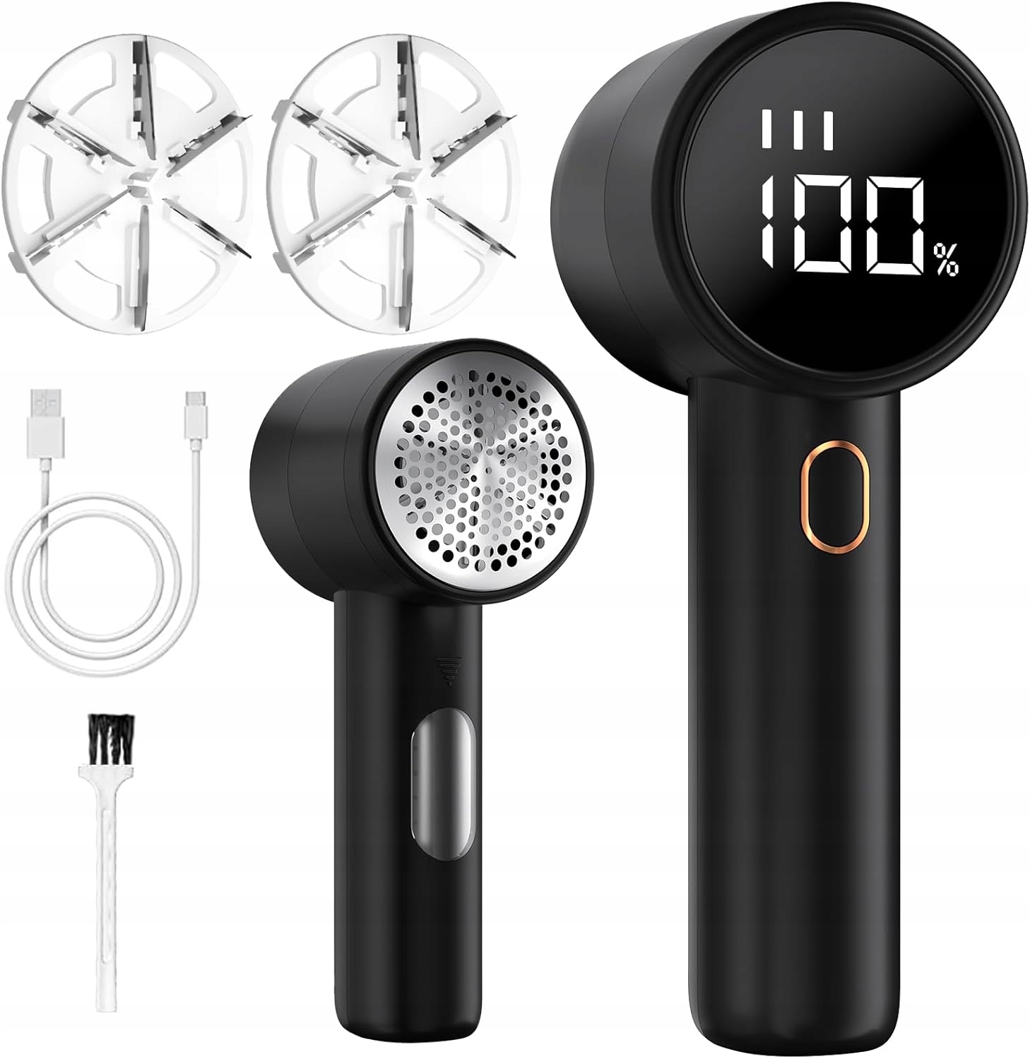 Elektrický holicí strojek na žmolky, 3 rychlosti, Led, Usb-c, černý