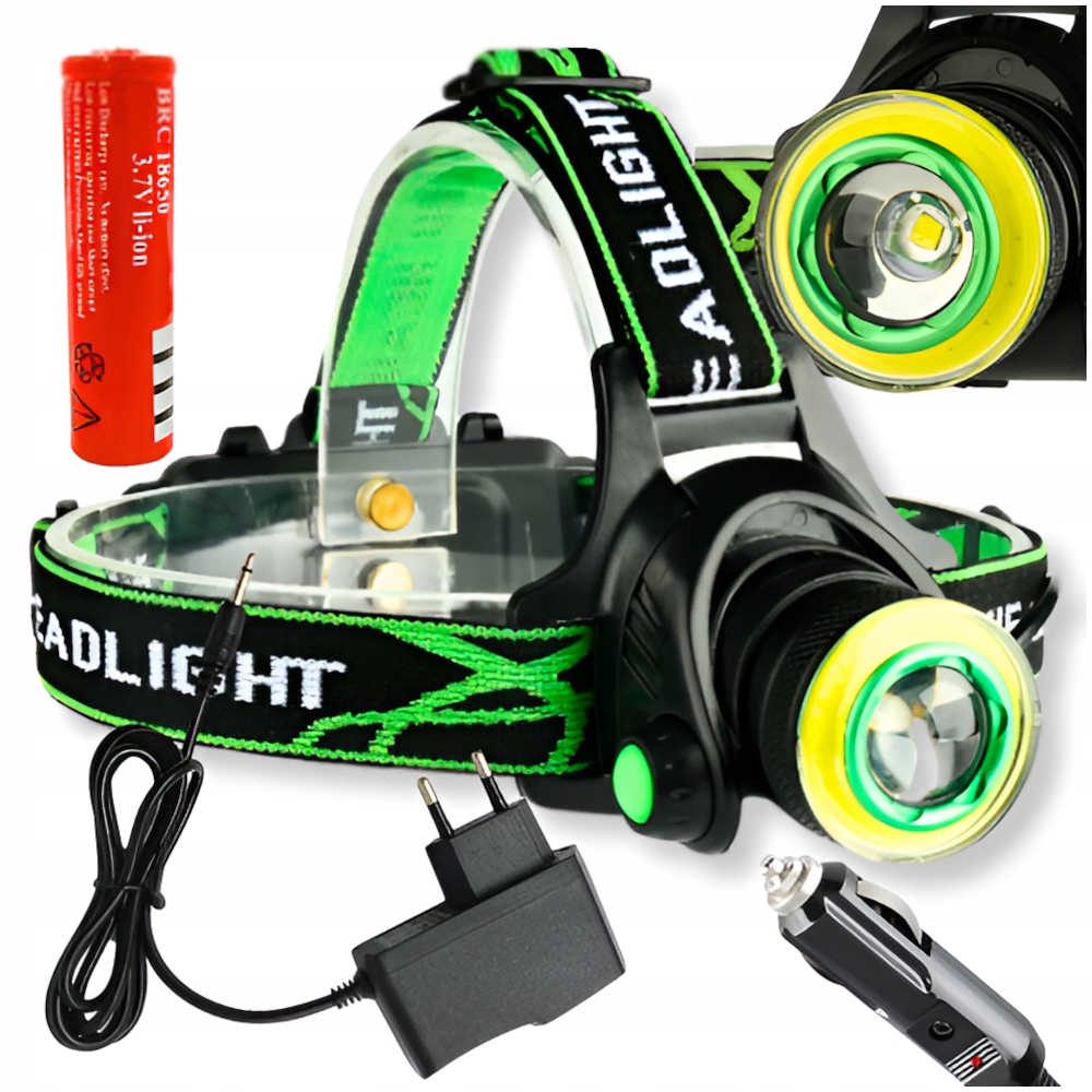 MOCNA LATARKA CZOŁOWA LED CZOŁÓWKA COB REFLEKTOR NA GŁOWĘ AKUMULATOROWA