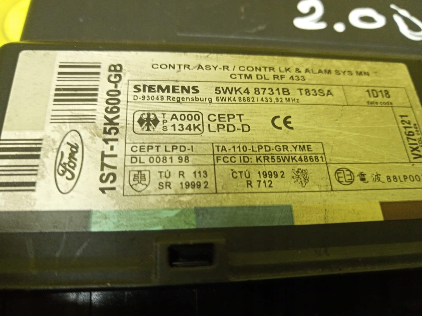 Unité commande confort FORD MONDEO MK3 2.0 D 5WK48731B