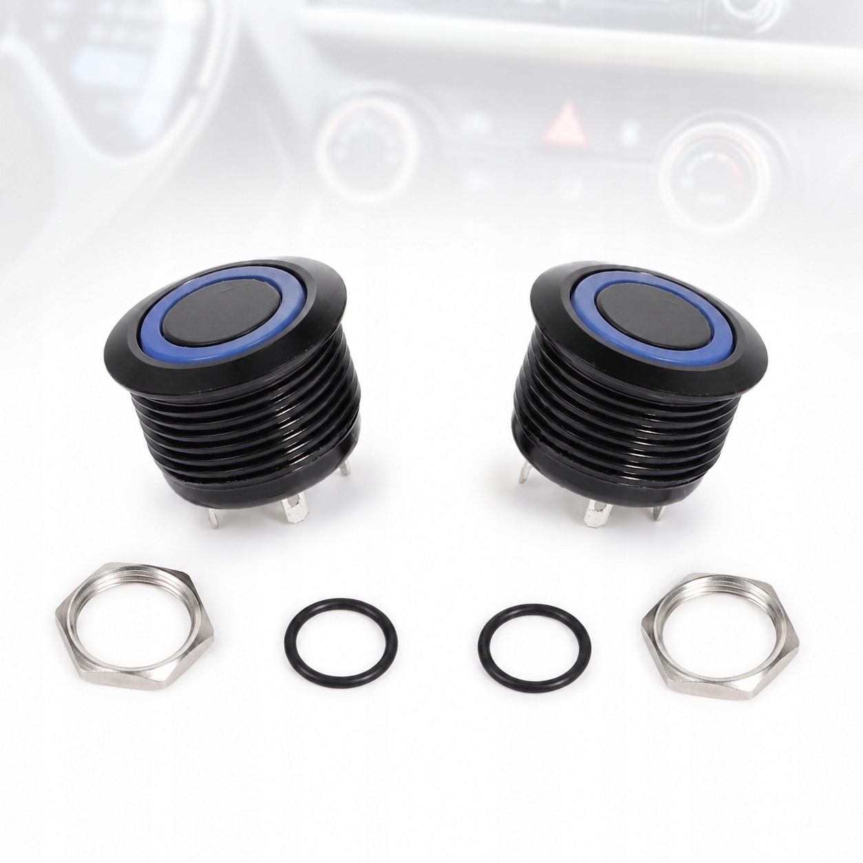 Przełącznik Przyciskowy 16mm Terminal do Lutowania IP65 Biały Ring Led Box