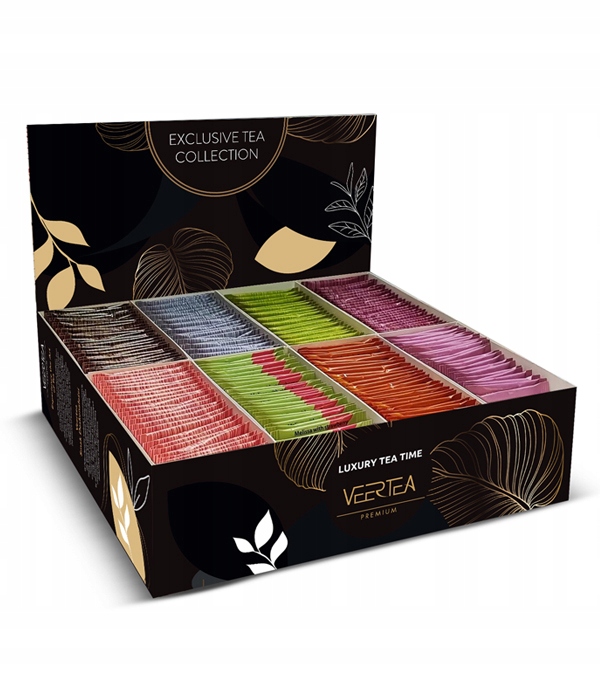 Levně Sada čajů Veertea Exclusive Tea Collection Black 200 sáčků 8 Příchutí
