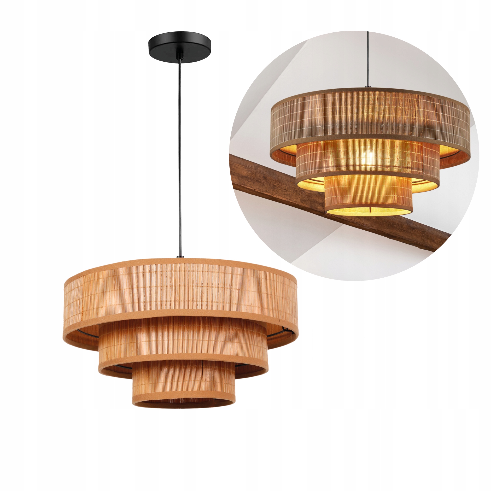 Lampa wisząca sufitowa Lightlogic LL Darik E27 Pl boho do Led bambus Eko