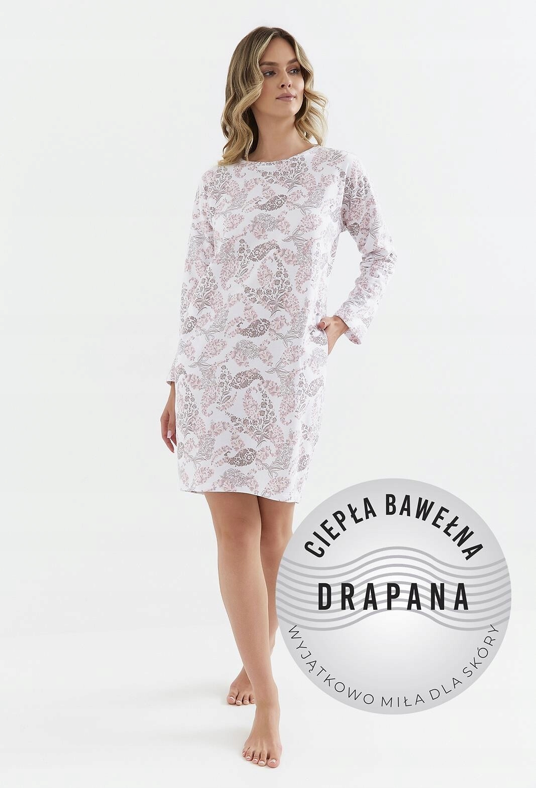 Teplá dámská košile Cana 429, kartáčovaná bavlna , dlouhý rukáv, rostlinný potisk