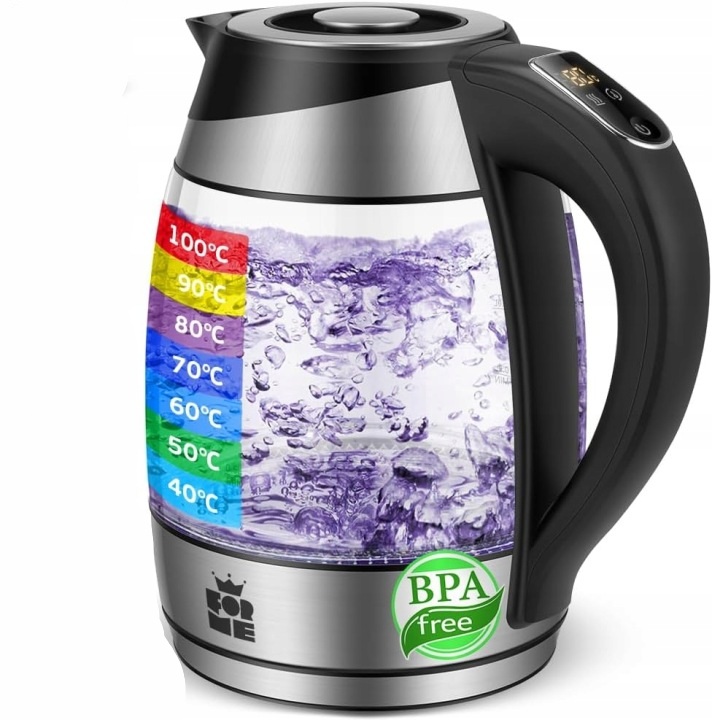 Czajnik elektryczny szklany ForMe FKG-418 2200 W 1,8 l srebrny/szary