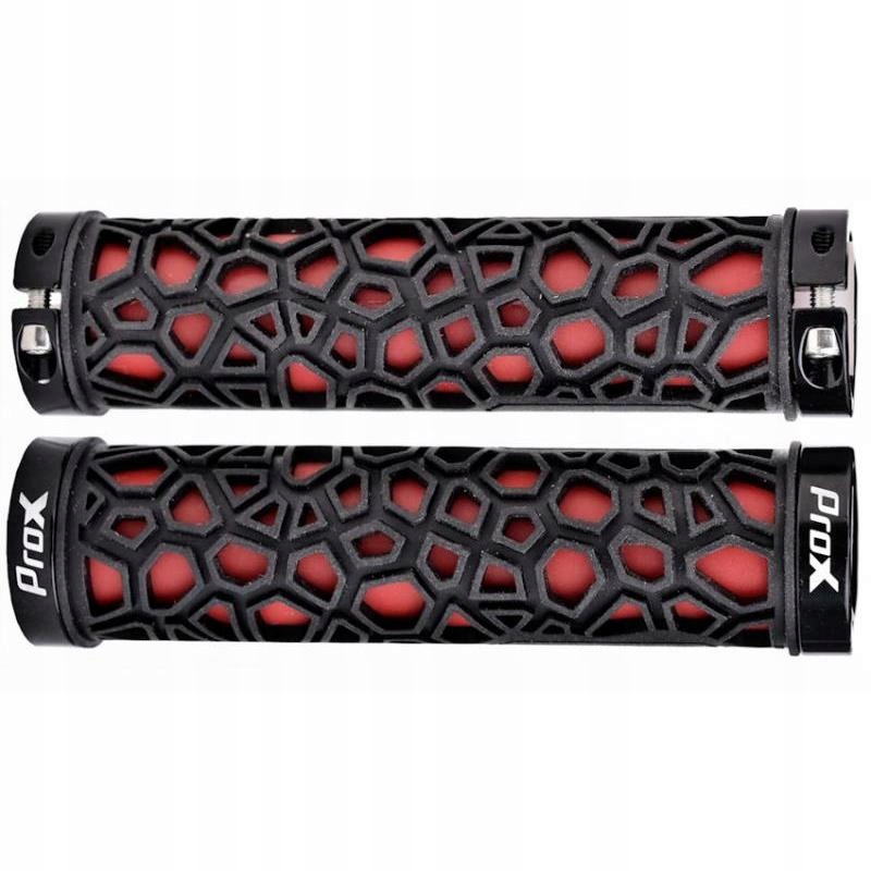Chwyty rowerowe ProX GP-53 czerwono-czarne 130mm skręcane