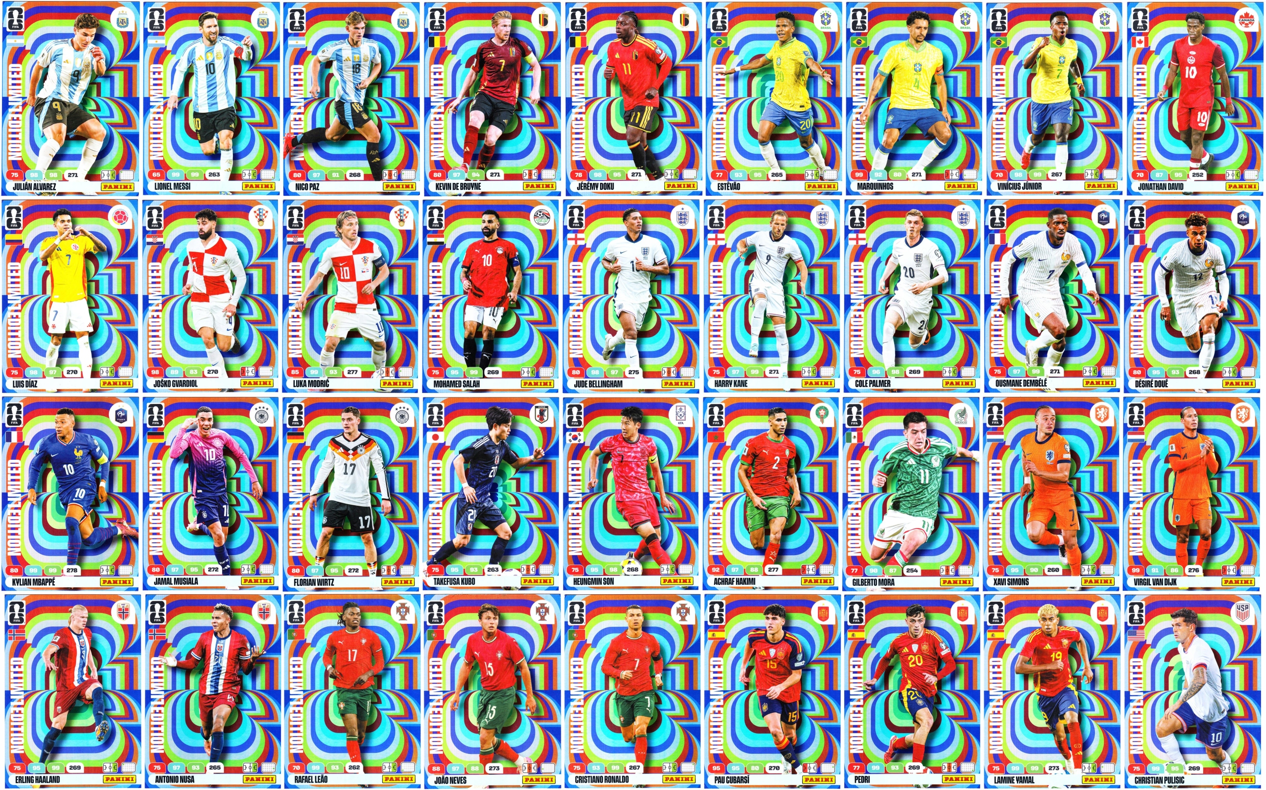 Limited Edition XXL Fifa World Cup 2026 Panini zestaw 36 kart komplet Messi