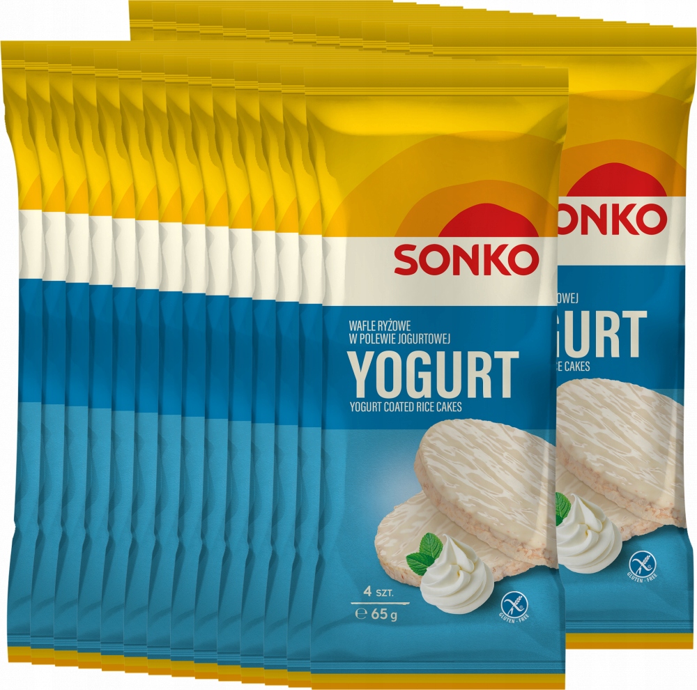 Sonko Wafle ryżowe w polewie jogurtowej 4 szt. 65g bezglutenowe x28