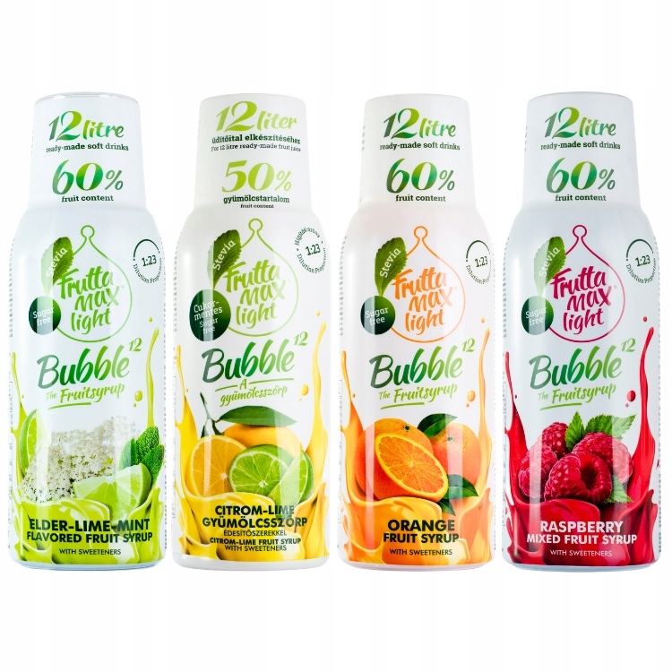 Fruttamax A zestaw 4 syropów do SodaStream w wersji Light 4x500ml