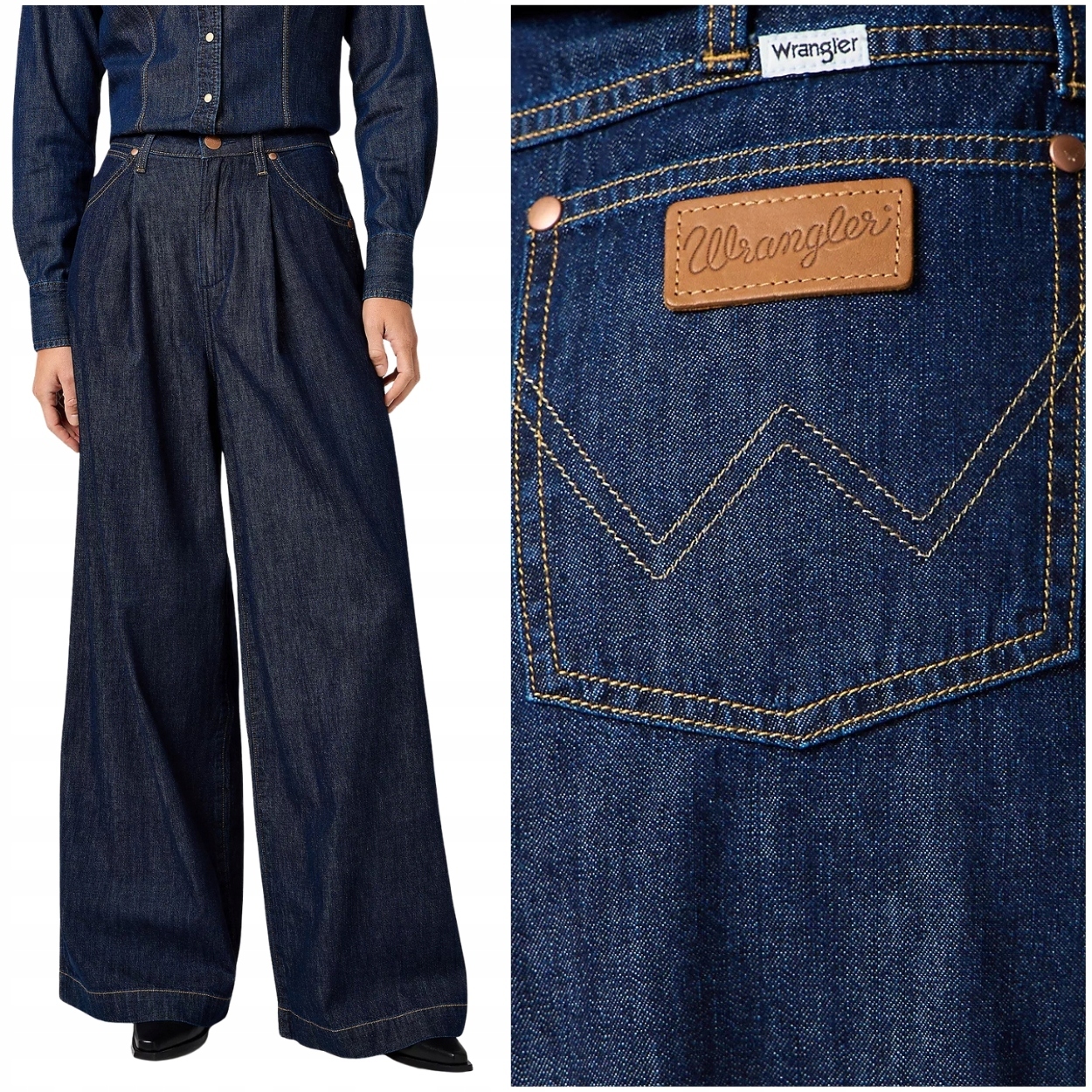Wrangler Pleated Trouser volné široké dámské džínové kalhoty W27 L32