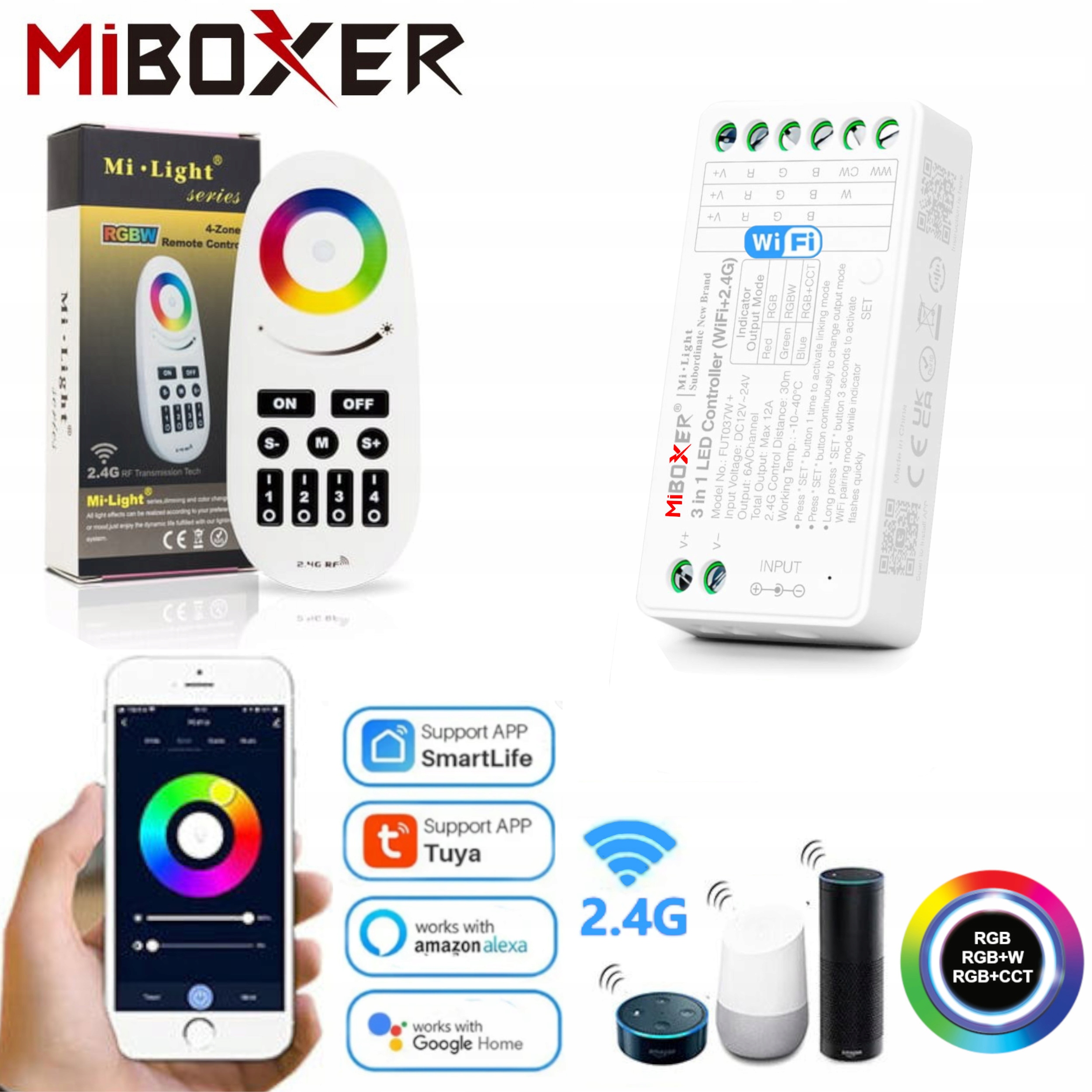 Led Ovladač 3v1 Rgb Rgbw Rgb+cct WiFi Smart Home S Pamětí Dálkový Ovladač