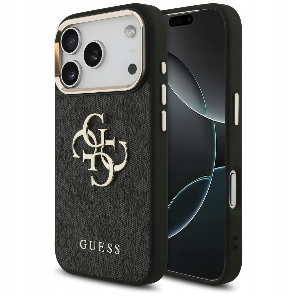 Pouzdro Guess 4G Big Logo pro iPhone 18 Pro 17 Pro Černé zlaté pouzdro