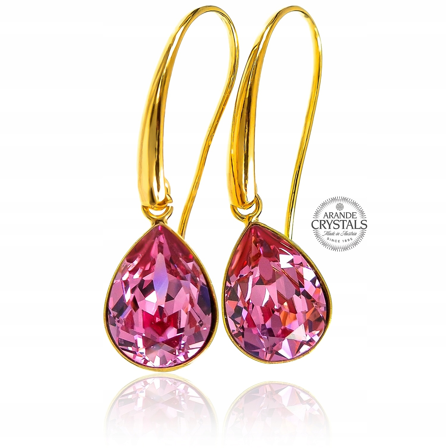 Krásné krystaly Náušnice Rose Golde Zlaté Stříbro Certifikát