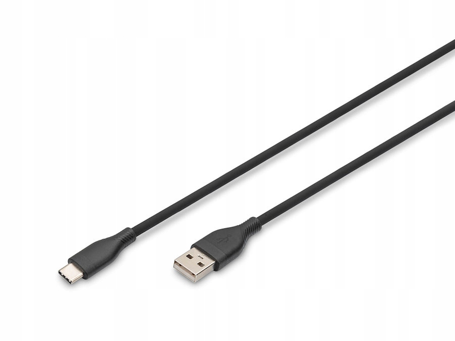 Kabel Usb 2.0 Usba-usbc 60W czarny 2,0m silikonowy Digitus AK-300340-020-S
