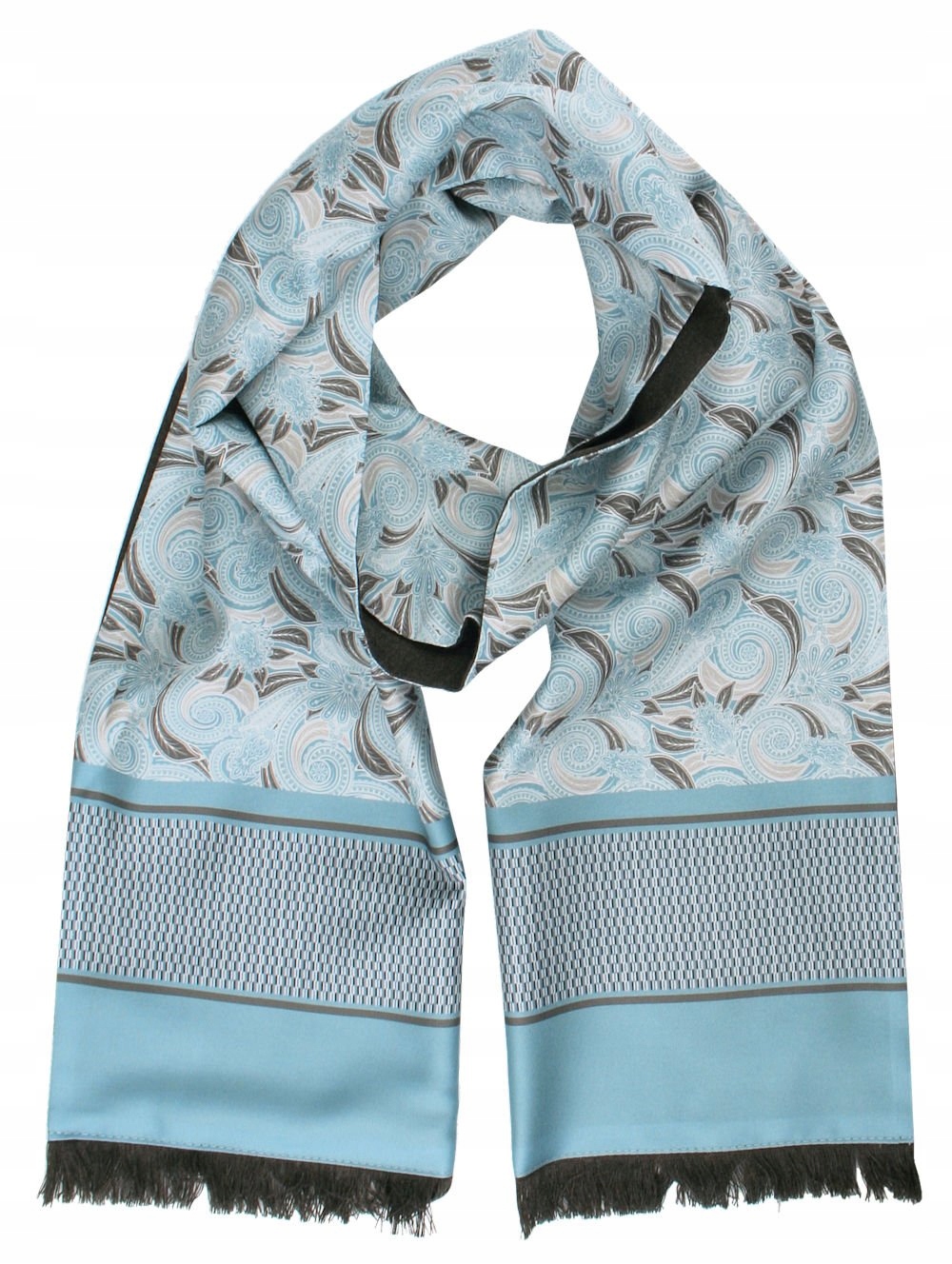 Elegantní vlněná a hedvábná šála His Story modrá s orientálním vzorem