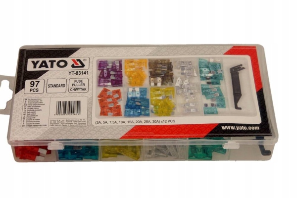 ZESTAW 97 BEZPIECZNIKÓW PŁYTKOWYCH STAND YATO