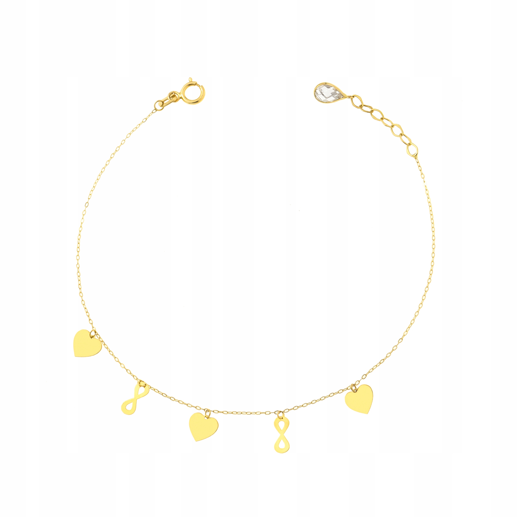 Zlatý náramek se srdcem a nekonečnem 585