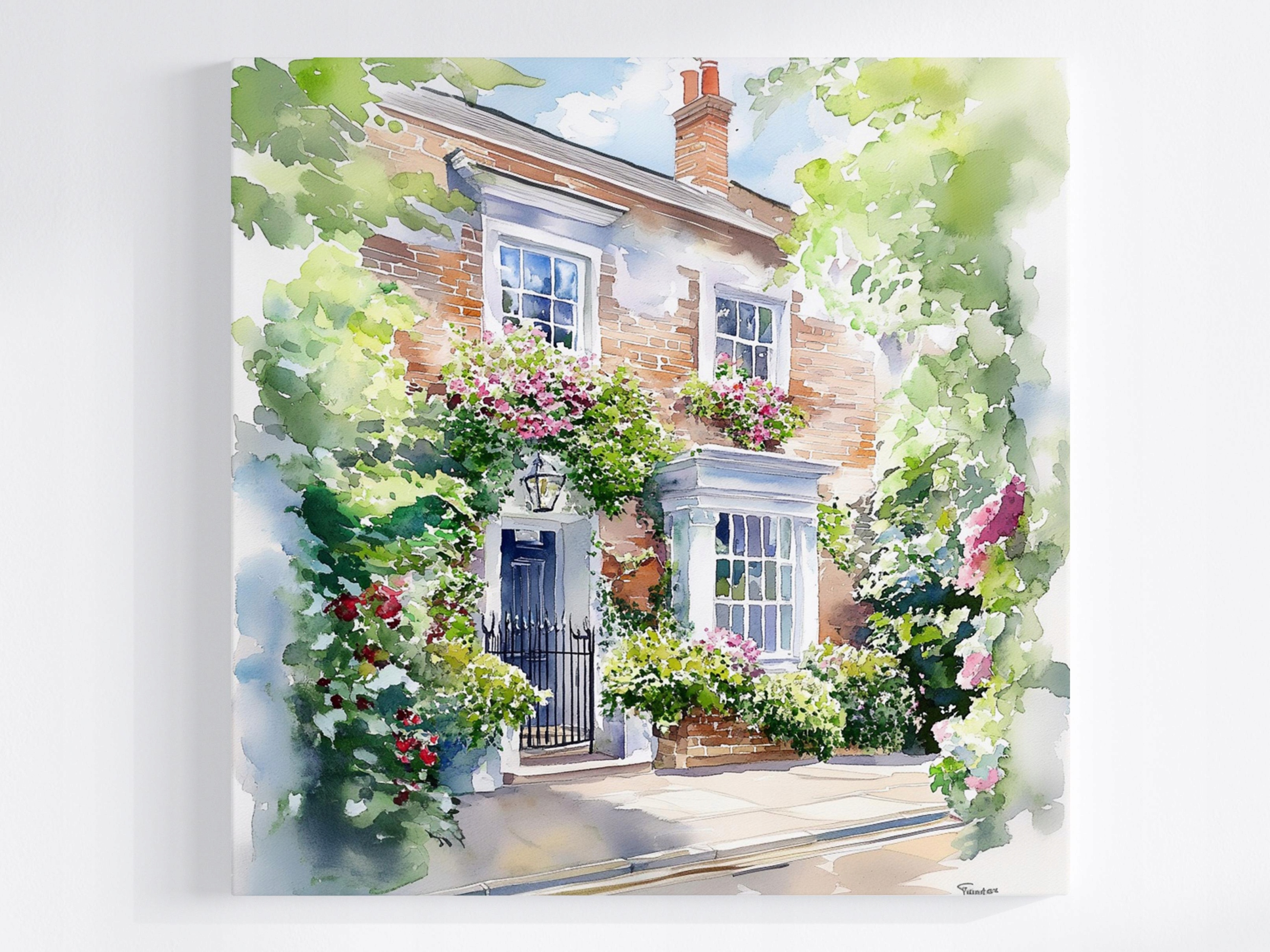 Obraz Na Plátně Canvas Architektura Anglie Dům Dveře Zahrada Květiny 80x80