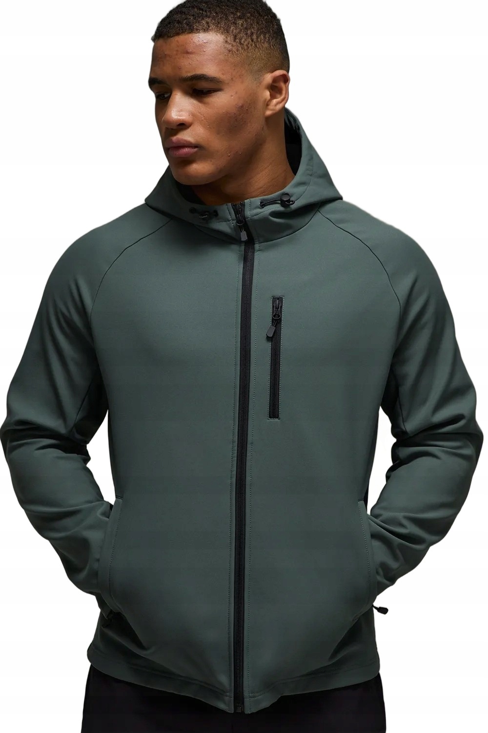 Boohooman Pánská Softshellová Bunda S Kapucí Se Zipem A Kapsami Šedá M Z3A