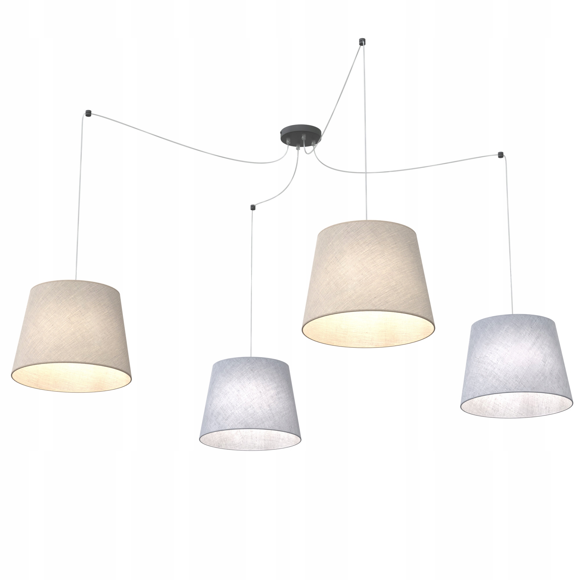 Závěsná lampa Ascot 4 MIX klasická, stínidla, černá, šedá, béžová