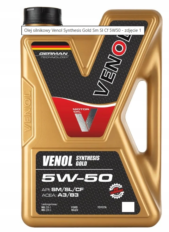 Olej Silnikowy Venol Synthesis Gold Sm Sl Cf 5W50 1L