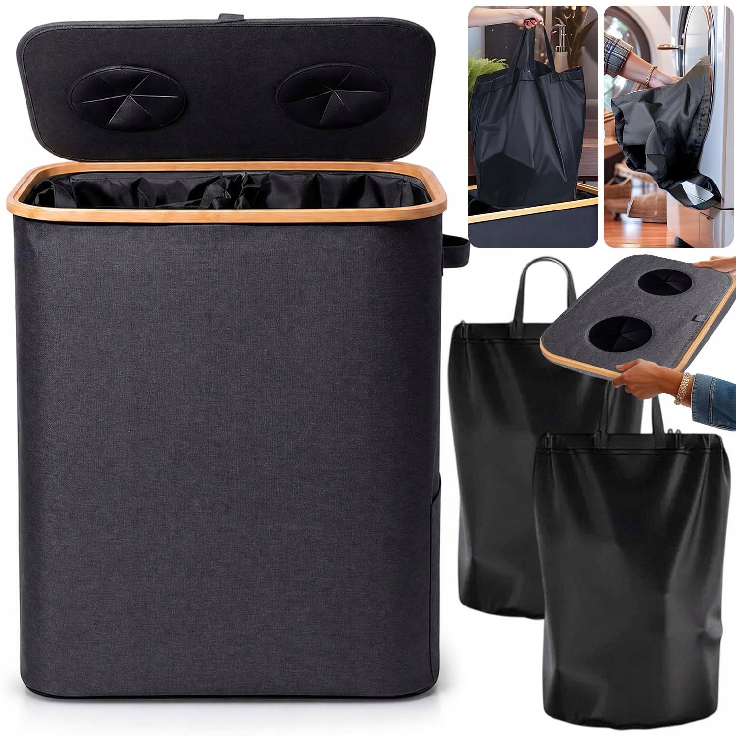 Koš Nádoba Na Láhve Plechovky Recyklace 140 L Velký S 2 Vyjímatelnými Sáčky