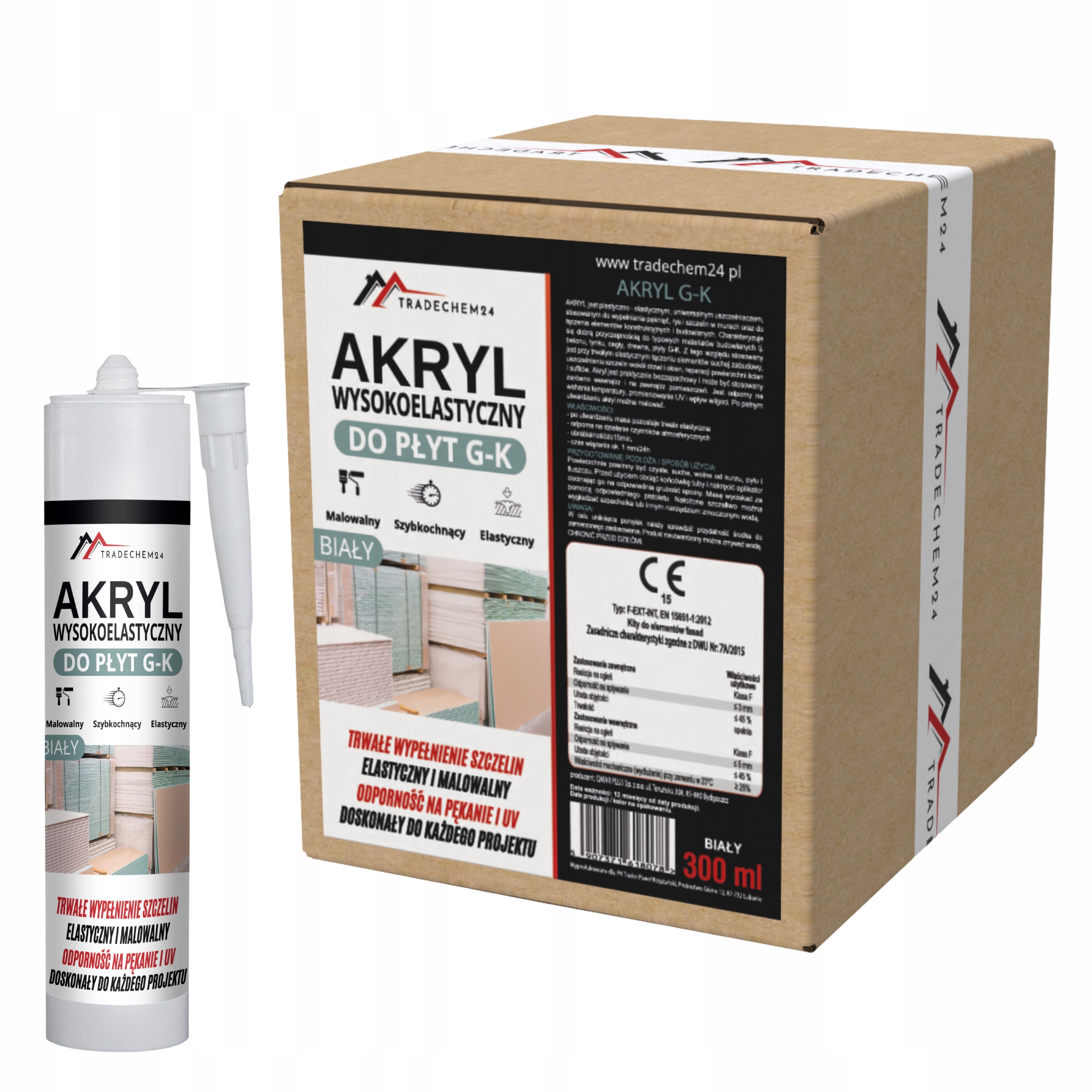 12x Akryl Gk Bílý 300 ML Pro Spojování Sádrokartonových Desek Regipsů