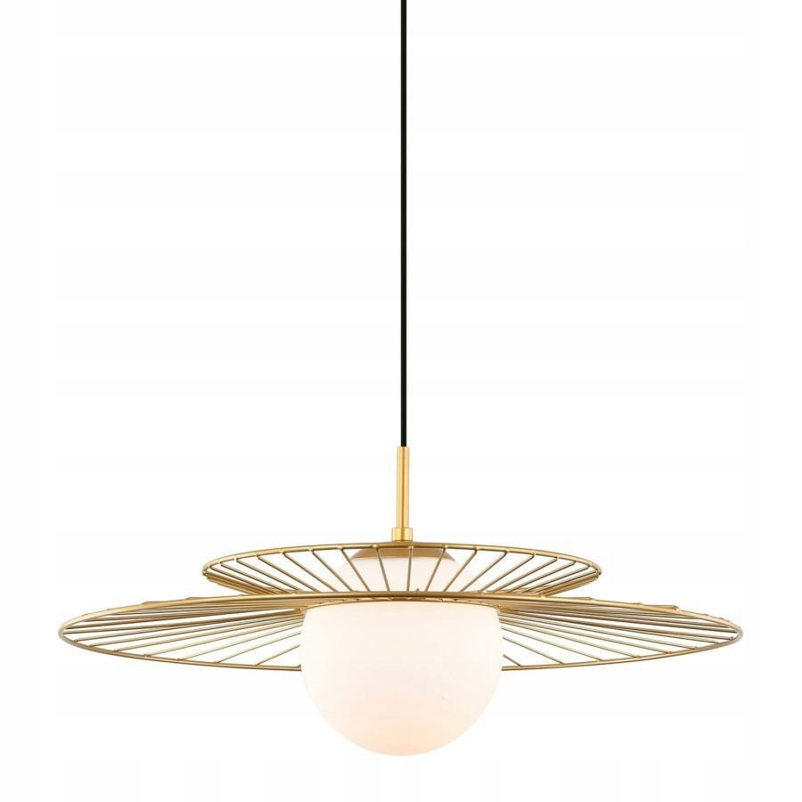 Industriální zlatá závěsná lampa Sarah drátěnka