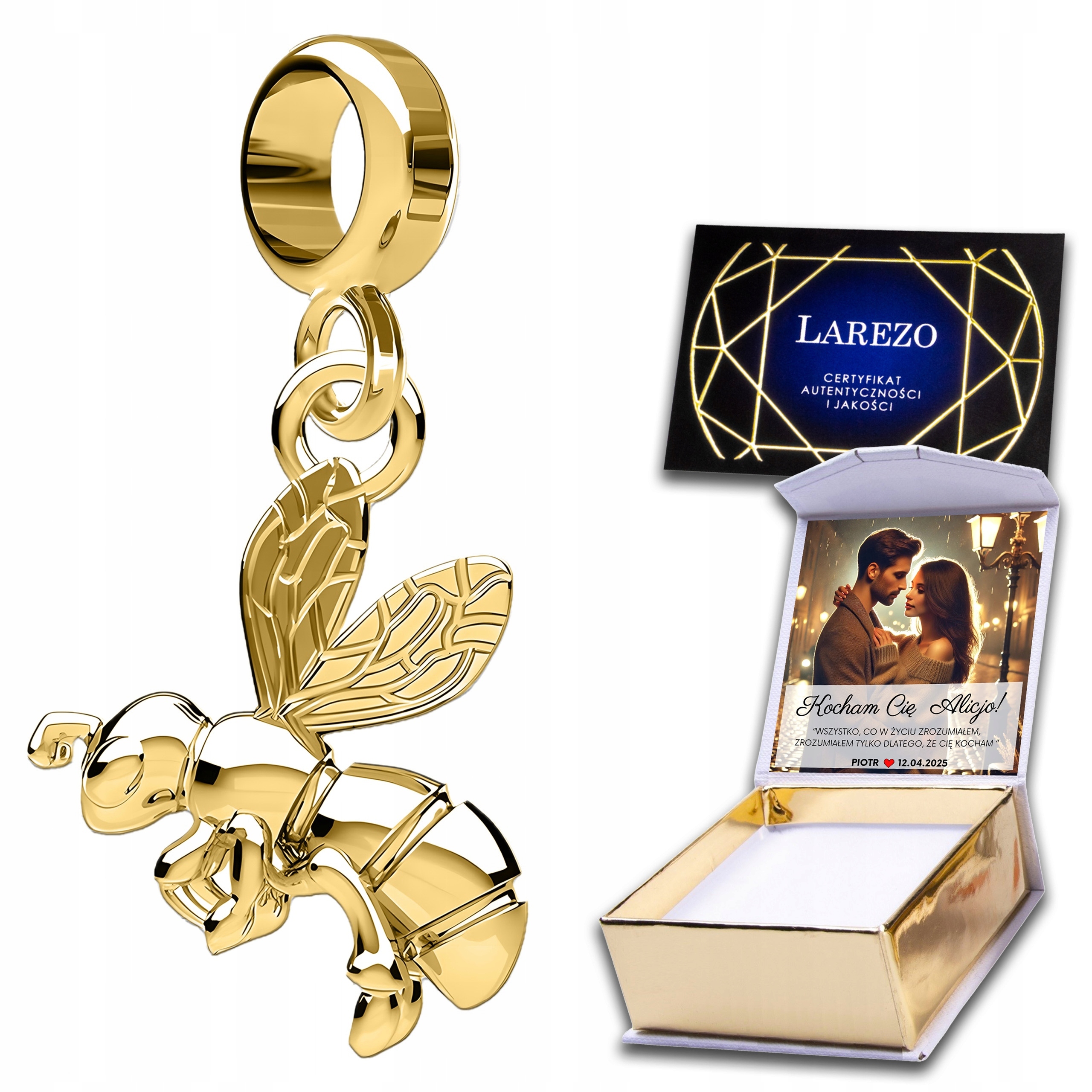 Charms Zlatá závěsná včelka Včela Osa Pracovitá Příroda Potisk