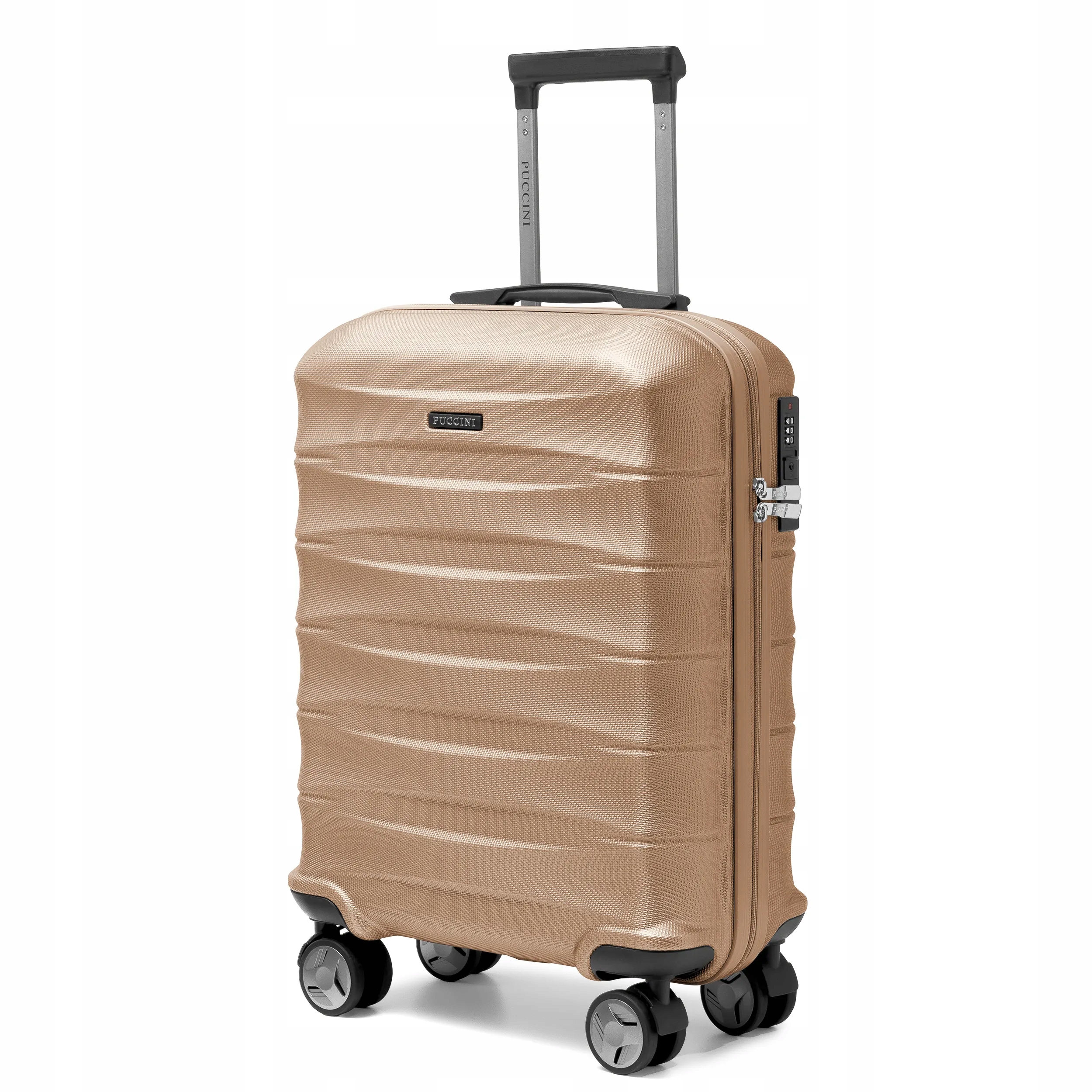 Puccini Walizka Kabinowa Podróżna Na Kółkach Twarda Abs Złota ABS030C-6C