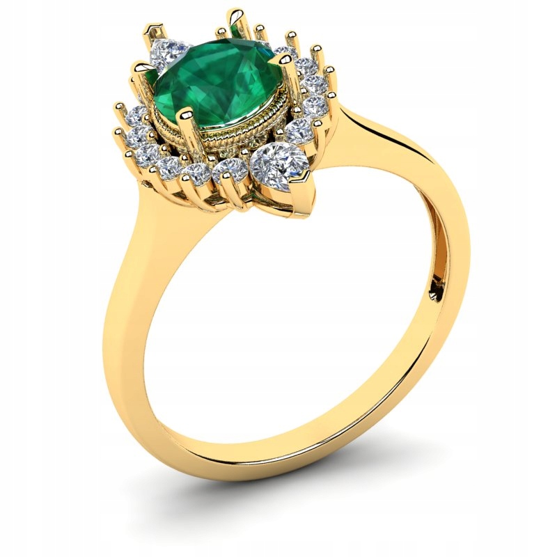 

Pierścionek Złoty Błyszczący Z Zieloną Cyrkonią