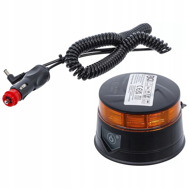 Akumulátorová otočná výstražná lampa žlutá s magnetem Bgs 70343