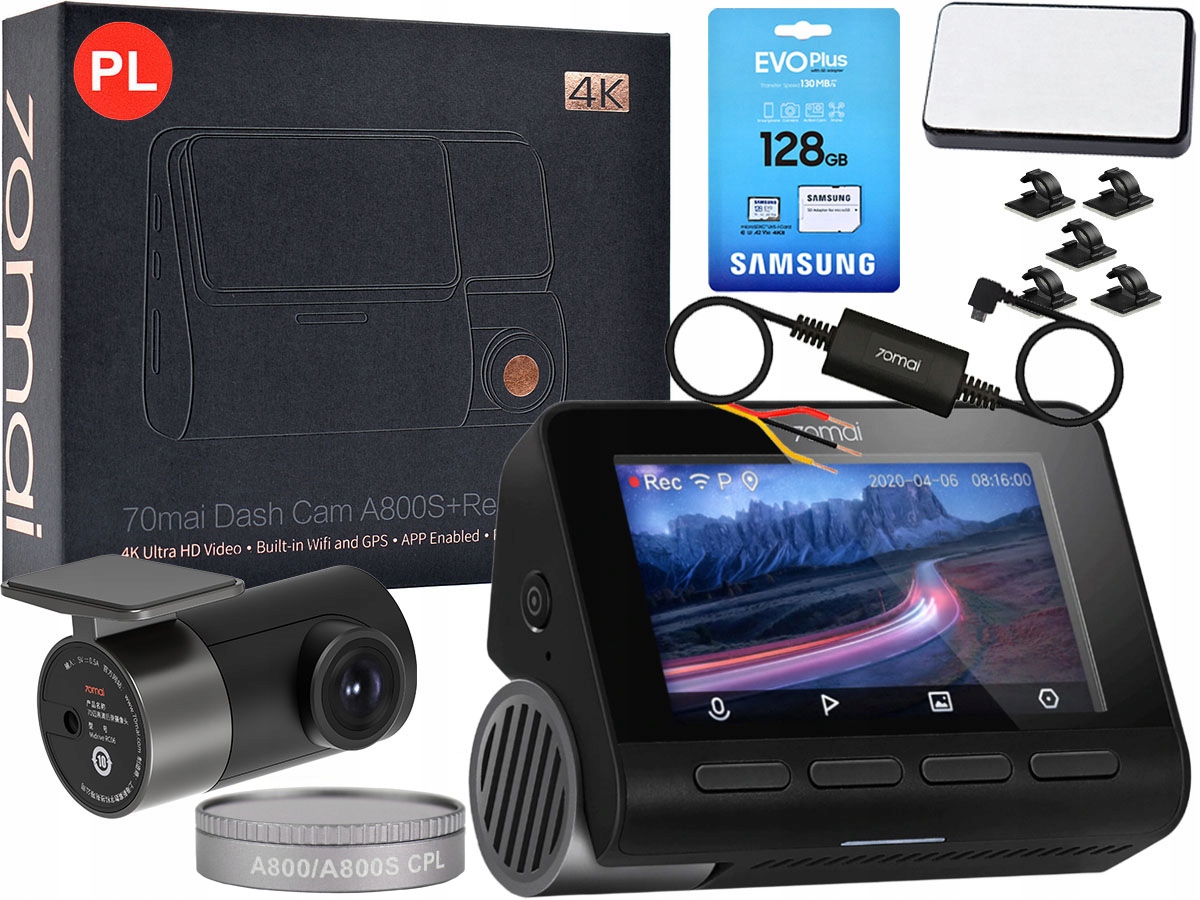 

Kamera 70mai A800S +RC06 Cpl +karta 128GB UP02