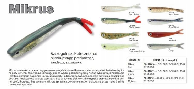 GUMA RIPPER MIKRUS 7,5cm 10szt ROBINSON Metoda wędkowania spinningowa