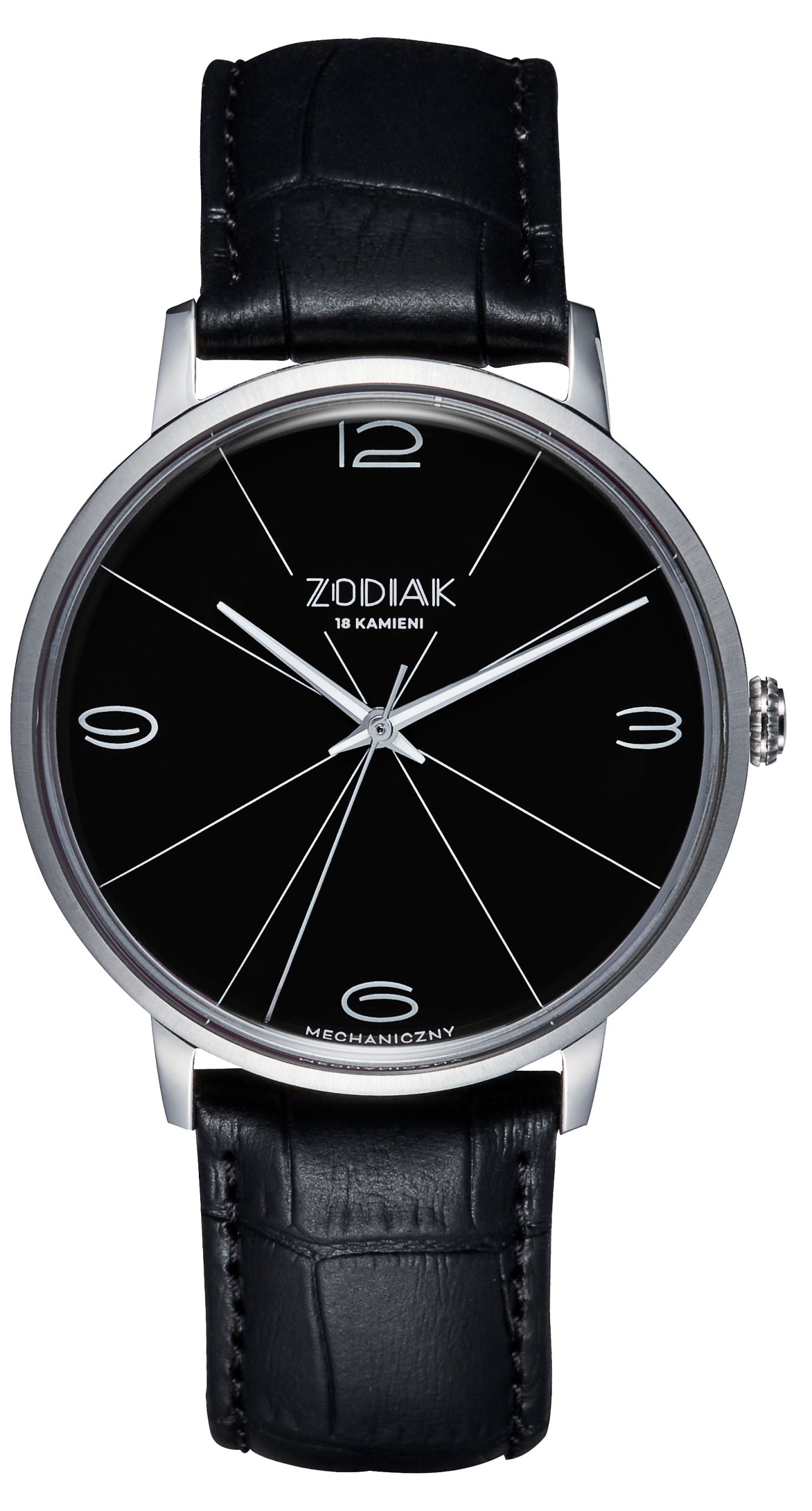 Nový Originální Pánské hodinky Błonie Zodiac Mechanický Černý gravírování