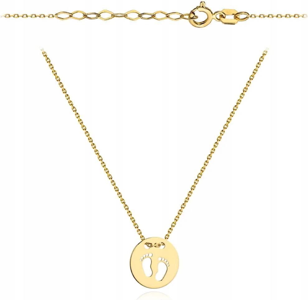 Zlatý náhrdelník 585 dámský přívěsek na nohy v plném kroužku jako dárek 14k