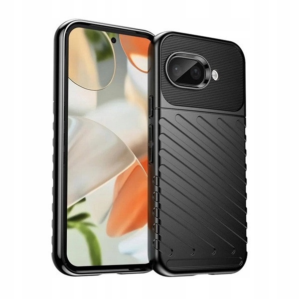 Google Pixel 9a, Etui silikonowe, średnio odporne na uderzenia, z wypukłym wzorem w paski