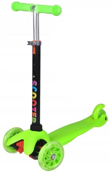 HULAJNOGA TRÓJKOŁOWA DLA DZIECI TOBBI-TOYS BALANSOWA KOŁA LED ZIELONA Hamulec tak