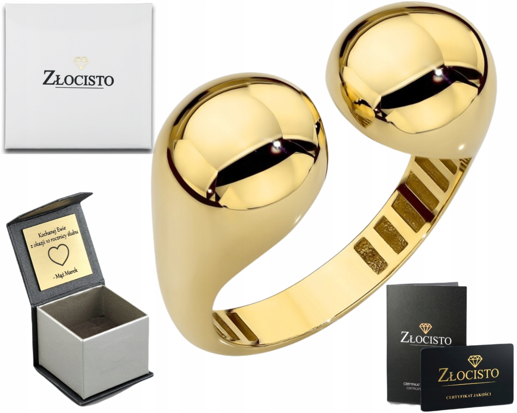 Moderní Zlatý Prstýnek S Hladkými Kuličkami V Ryzosti Zlata 585 14 K