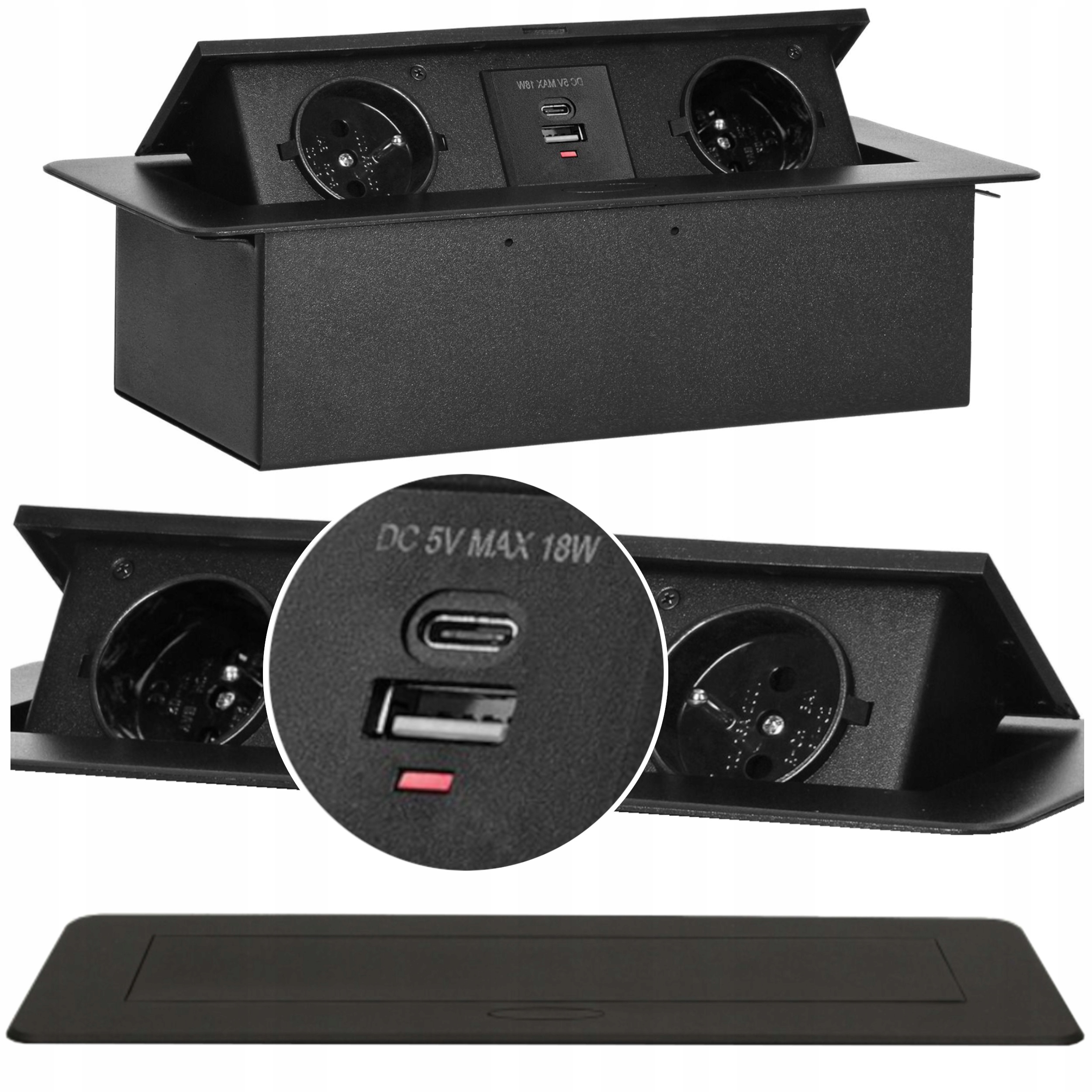 GNIAZDO WPUSZCZANE CHOWANE W BLAT ŁADOWARKA USB C